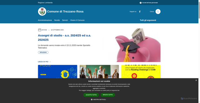 Security scan screenshot of https://www.comune.trezzanorosa.mi.it/it