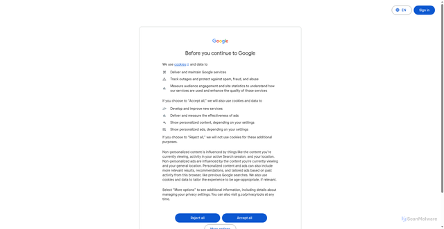 Security scan screenshot of consent.google.com
