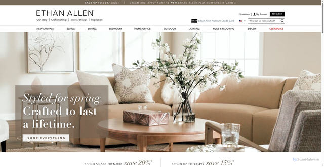 Security scan screenshot of https://www.ethanallen.com