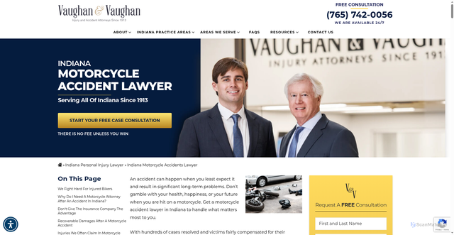Security scan screenshot of https://vaughanandvaughan.com/motorcycle-accident-lawyer/