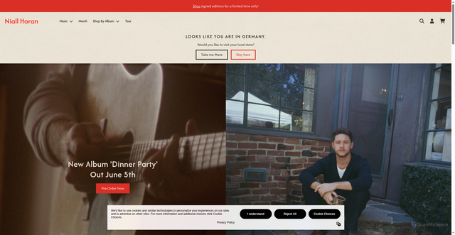Security scan screenshot of https://niallhoran.com/