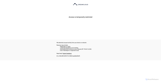 Security scan screenshot of https://www.dreamcloudsleep.com