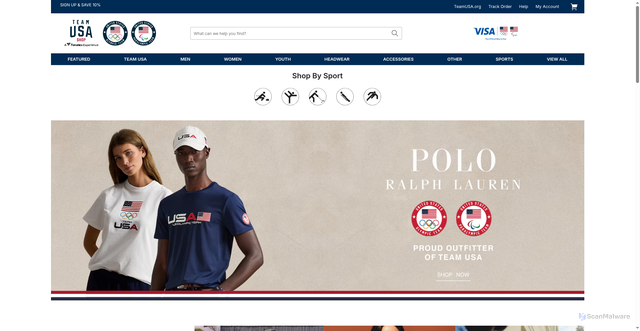 Security scan screenshot of https://teamusashop.com