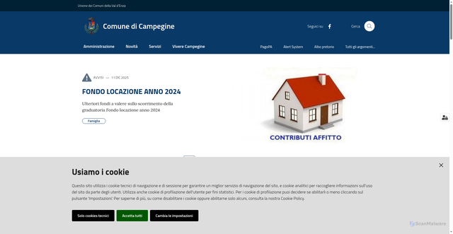 Security scan screenshot of https://www.comune.campegine.re.it/
