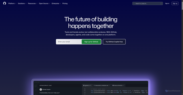 Security scan screenshot of https://github.com