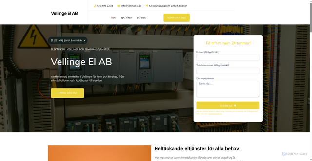 Security scan screenshot of https://elvellinge.se