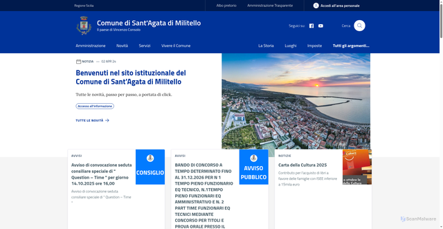 Security scan screenshot of https://www.comune.santagatadimilitello.me.it/