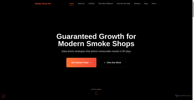 Security scan screenshot of http://smokeshoppro.com/