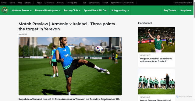 Security scan screenshot of https://www.fai.ie/latest/match-preview-armenia-v-ireland-three-points-target-yerevan/