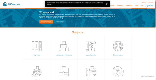 Security scan screenshot of https://akjournals.com
