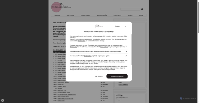 Security scan screenshot of https://www.cyclingstage.com/giro-2026-route/
