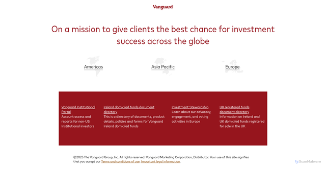 Security scan screenshot of https://global.vanguard.com/