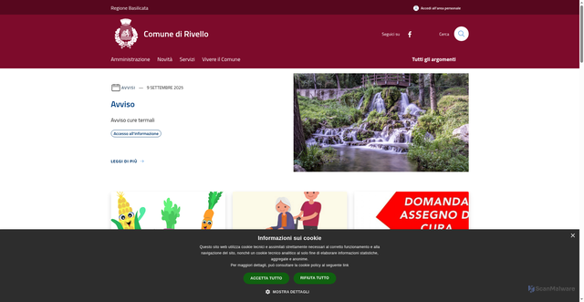 Security scan screenshot of https://www.comune.rivello.pz.it/it