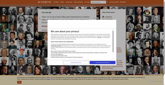 Security scan screenshot of https://www.azquotes.es