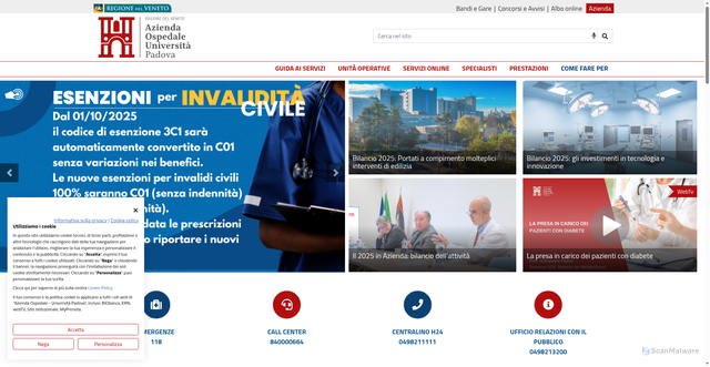 Security scan screenshot of https://www.aopd.veneto.it/