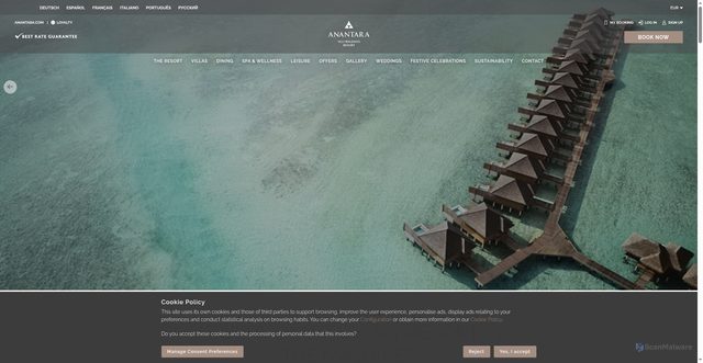 Security scan screenshot of https://www.anantara.com/en/veli-maldives