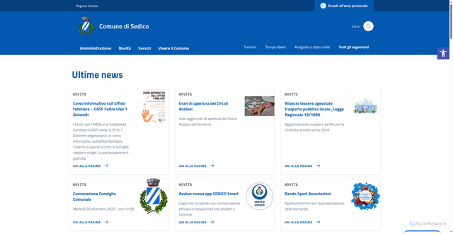 Security scan screenshot of https://comune.sedico.bl.it/