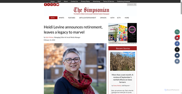 Security scan screenshot of https://thesimpsonian.com/35533/news/heidi-levine-announces-retirement-leaves-a-legacy-to-marvel/