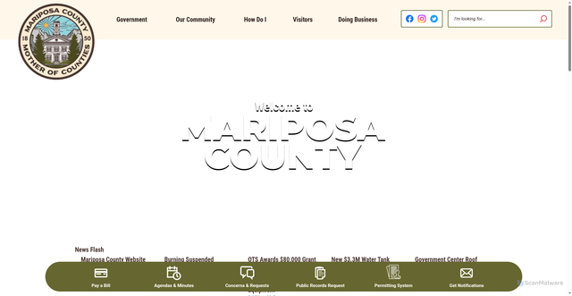 Security scan screenshot of https://mariposacounty.gov/