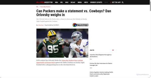 Security scan screenshot of https://clutchpoints.com/nfl/green-bay-packers/packers-news-can-packers-make-statement-vs-cowboys