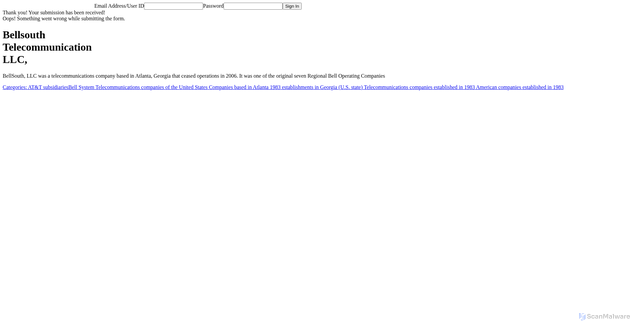 Security scan screenshot of bellsouth-att-sign-in-a6cc01.webflow.io