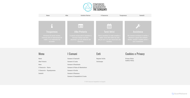 Security scan screenshot of https://www.acquedottotresorgenti.it/