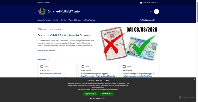 Security scan screenshot of https://www.comune.collideltronto.ap.it