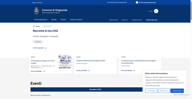 Security scan screenshot of https://comune.viagrande.ct.it/