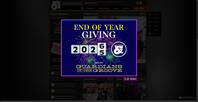 Security scan screenshot of https://www.wwoz.org/