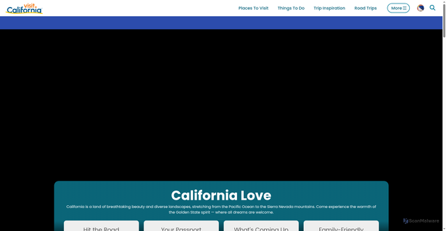 Security scan screenshot of https://visitcalifornia.com
