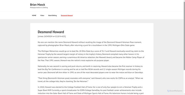 Security scan screenshot of https://brianmasck.com/desmond-howard/