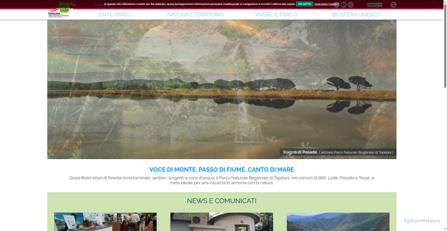 Security scan screenshot of https://www.parcoditepilora.it/