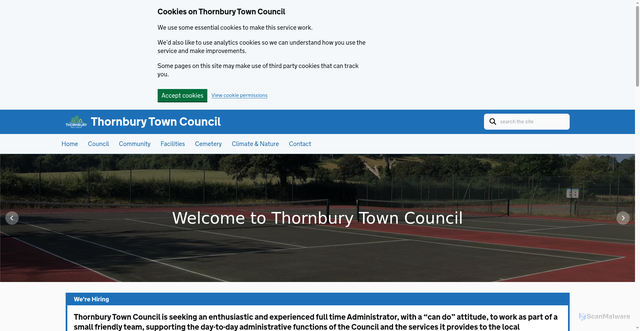 Security scan screenshot of https://thornburytowncouncil.gov.uk/