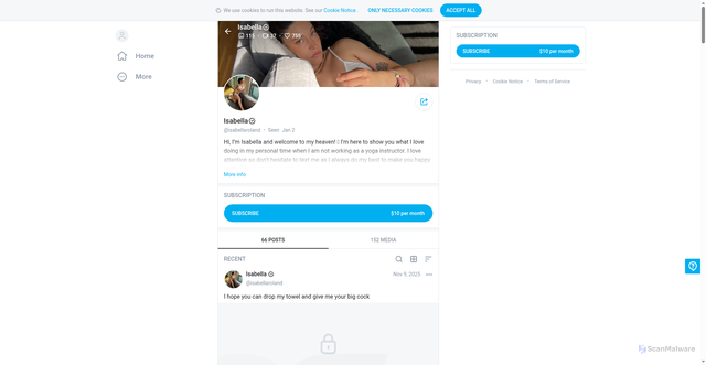 Security scan screenshot of https://l.instagram.com/?u=https%3A%2F%2Fonlyfans.com%2Fisabellaroland%2Fc12&e=AT1FZmU16cObwICCQOOhx7pELCBrS2fXj1UiZPPJlhKA0ybzs0_0gD7SPw2DYDJ1BfJD4EBcPQTDQaXg27xenLItOEXz84Rvj3anJ7-p9hD6AKRYrcOcUV-AaGV6