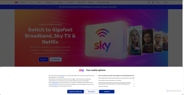 Security scan screenshot of https://www.sky.com