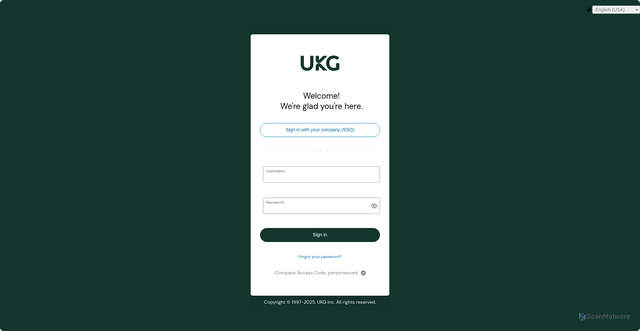 Security scan screenshot of https://personserved.ukg.net