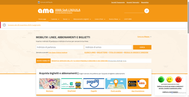 Security scan screenshot of https://www.ama.laquila.it/