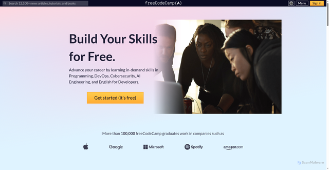 Security scan screenshot of https://www.freecodecamp.org/