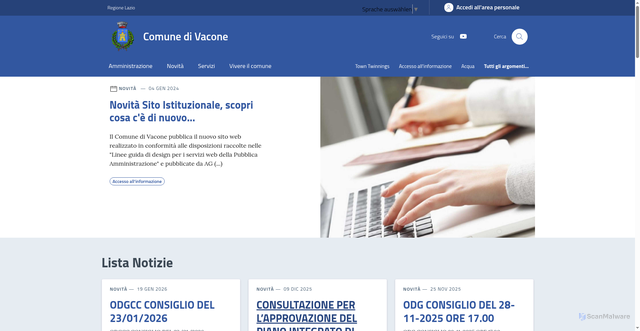 Security scan screenshot of https://www.comune.vacone.ri.it/