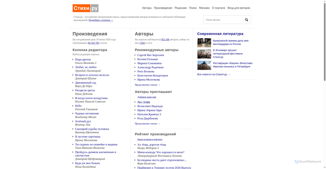 Security scan screenshot of https://stihi.ru