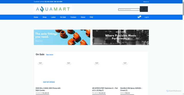 Security scan screenshot of https://www.aquamart.co.za
