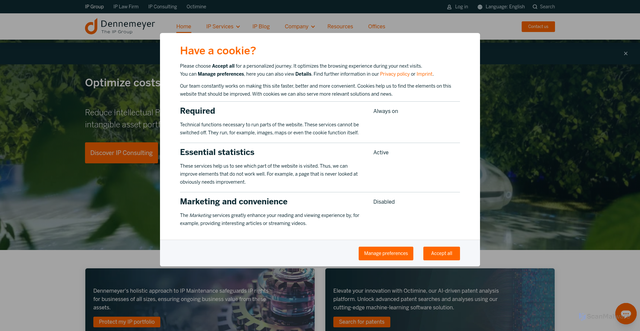 Security scan screenshot of https://Dennemeyer.com