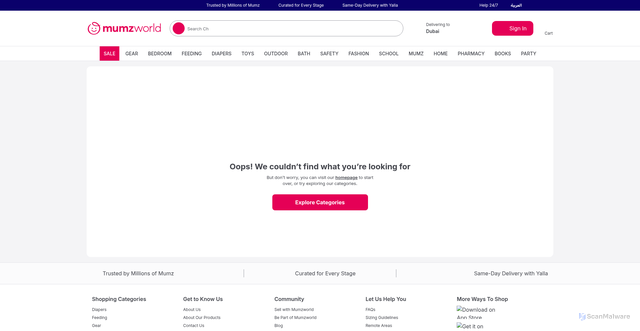 Security scan screenshot of https://momsworld.site/collections/birthday-flowers?utm_source=side_nav