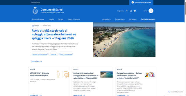 Security scan screenshot of https://www.comune.salve.le.it