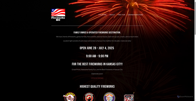 Security scan screenshot of https://fireworkskc.com/
