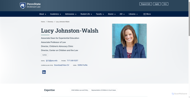 Security scan screenshot of https://dickinsonlaw.psu.edu/directory/lucy-johnston-walsh