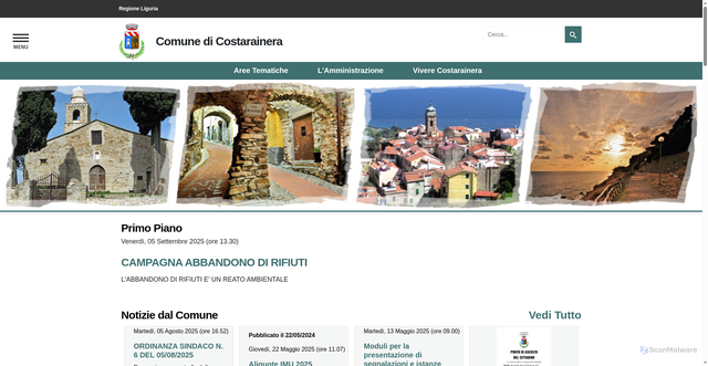 Security scan screenshot of https://www.comune.costarainera.im.it/