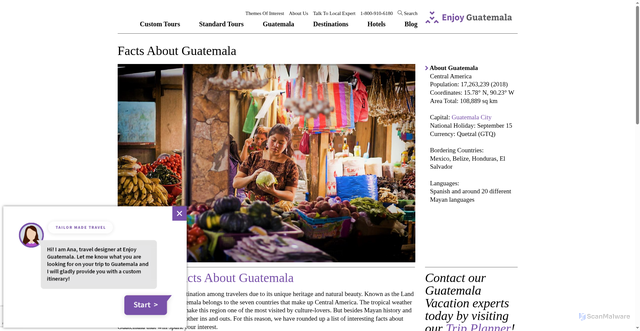Security scan screenshot of https://www.enjoyguatemala.com/facts-about-guatemala/