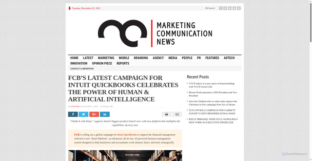 Security scan screenshot of https://marcommnews.com/fcbs-latest-campaign-for-intuit-quickbooks-celebrates-the-power-of-human-artificial-intelligence/