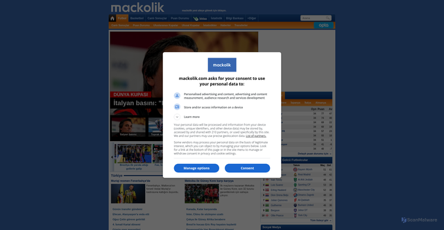 Security scan screenshot of https://mackolik.com